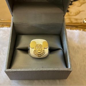 14K Gold Filled Mickey Mouse on Sterling Silver Signet Ring